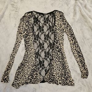 Cheetah Print Thin Cardigan with lace back Size M